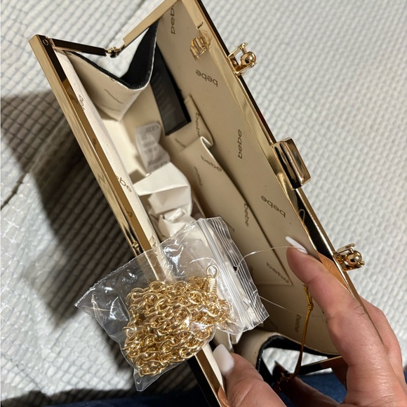 Bebe Black Clutch with Gold Accents - Picture 5 of 7